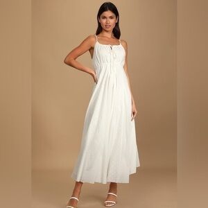 New! Lulus Wishing for Sunshine White Maxi Dress size Medium